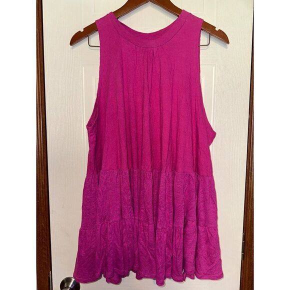 Free People Right On Time Flared Jungle Flower Oversized Tank Top Size Small - Picture 4 of 16